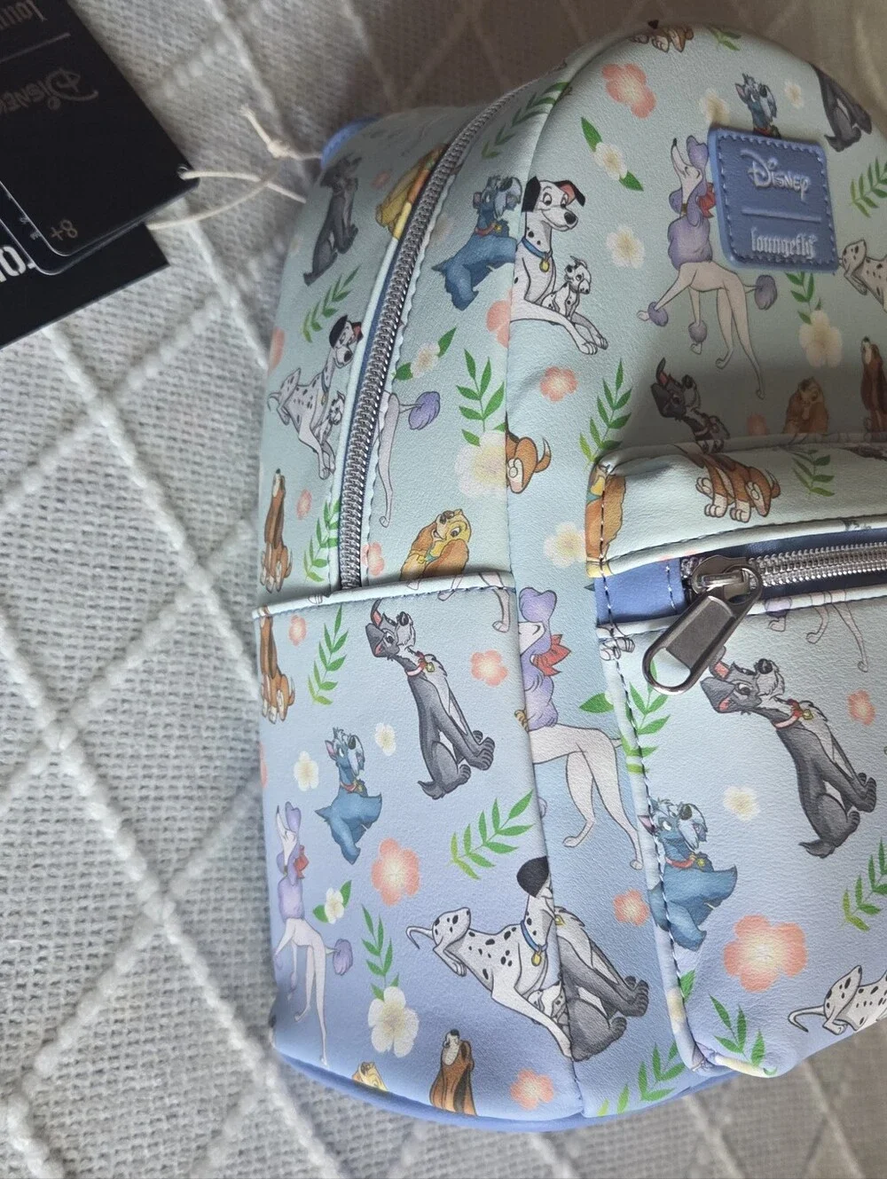 Loungefly Disney Dogs Floral Mini Backpack Blue - Picture 5 of 8